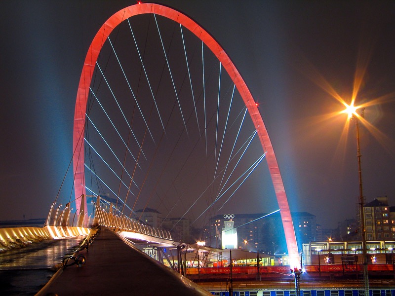 Olympic Bridge at night, Torino, Italy
